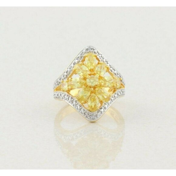 Ross Simmons Jewelry - Gold over Sterling Silver Yellow CZ Ring Size 7 1/4